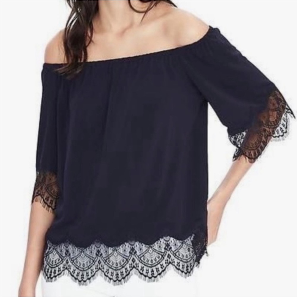 BANANA REPUBLIC Off The Shoulder Blouse with Lace Trim